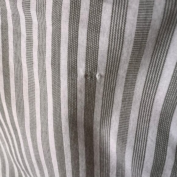 Chicos Top Womens Size 2/L Taupe & White Striped Button Down Bell Sleeves - Picture 9 of 16